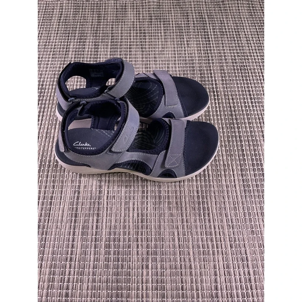 Clarks Cloudsteppers Women's Hook & Loop Strappy Sandals Blue/Gray US 9